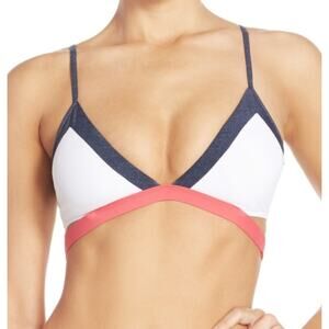 L Space Bralette Bikini Top Womens Medium White Domino Platinum Swimwear Revolve
